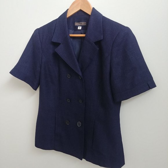 Vintage Herman Geist mod navy blue little skirt suit navy blue size 8 - Picture 4 of 16